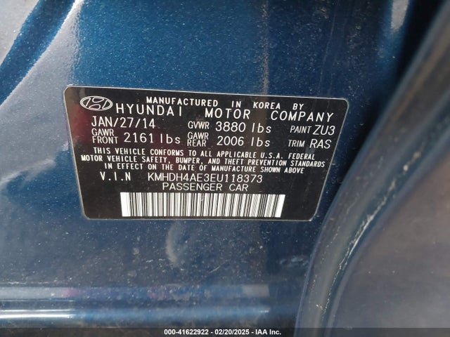Hyundai ELANTRA SE 2014 KMHDH4AE3EU118373 Image 9