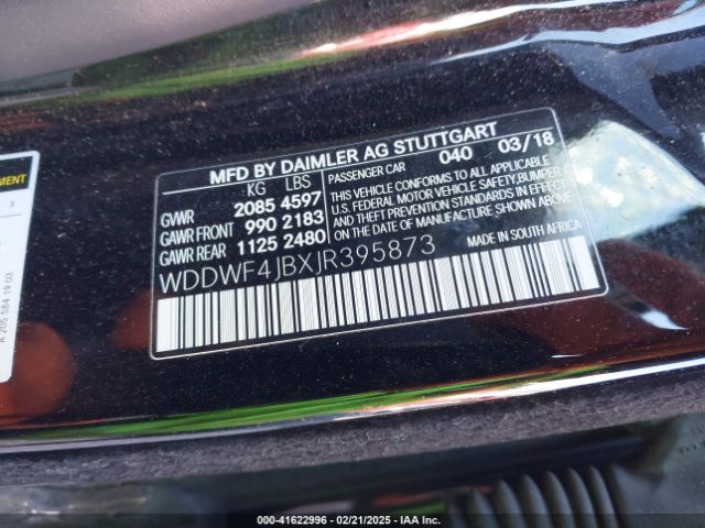 WDDWF4JBXJR395873 Mercedes-Benz C 300