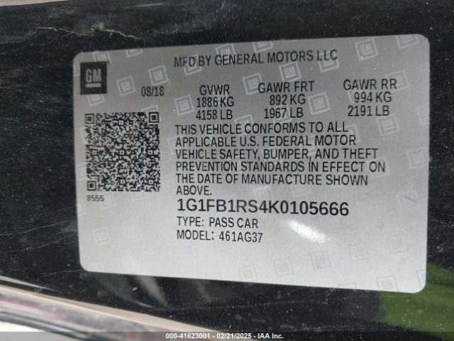 1G1FB1RS4K0105666 Chevrolet Camaro 1lt