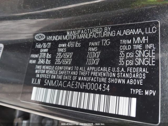 2022 HYUNDAI TUCSON 5NMJACAE3NH000434 Photo 8