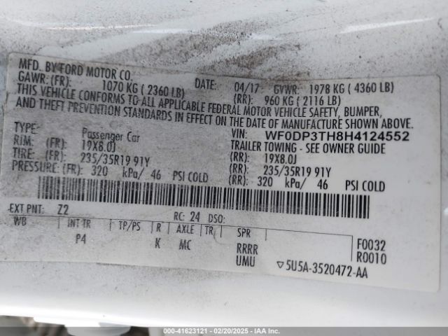 WF0DP3TH8H4124552 Ford FOCUS RS