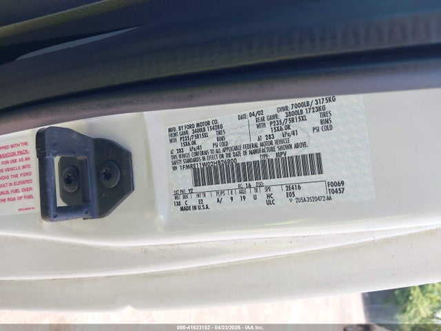 Aukcja sprzedaży 2002 Ford Econoline Xl/xlt, vin: 1FMRE11W02HB26800, numer aukcji: 41623152
