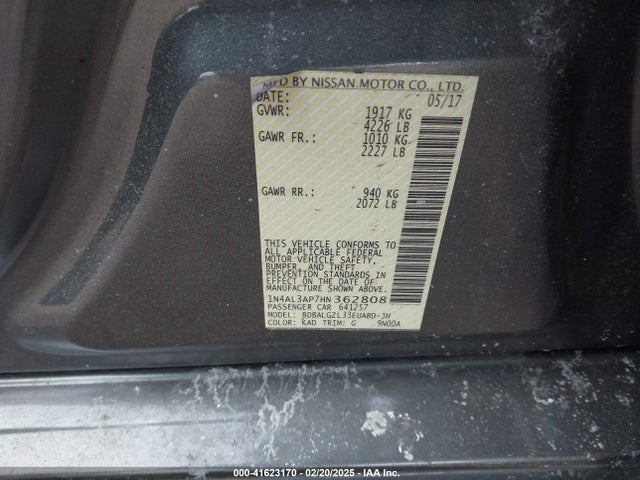 1N4AL3AP7HN362808 Nissan Altima 2.5 S