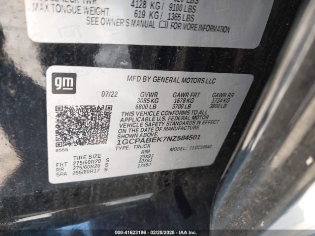 1GCPABEK7NZ584501 Chevrolet Silverado 1500 2wd  Short Bed Custom