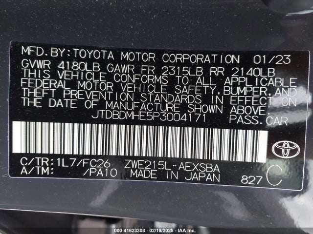 JTDBDMHE5P3004171 Toyota Corolla Hybrid Se Infrared