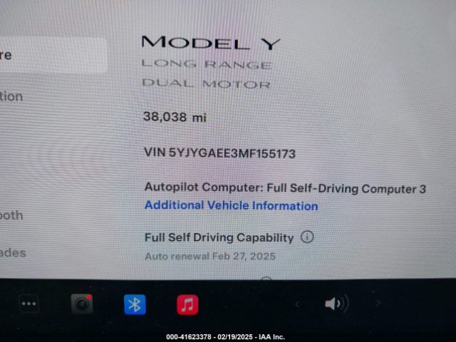 5YJYGAEE3MF155173 Tesla Model Y Long Range Dual Motor All-wheel Drive