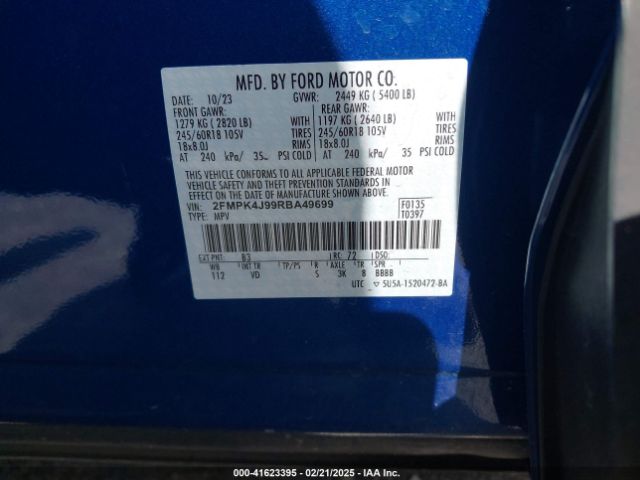 2FMPK4J99RBA49699 Ford EDGE SEL