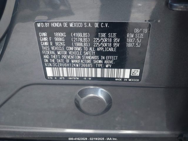 3CZRU6H12KM736685 Honda HR-V SPORT