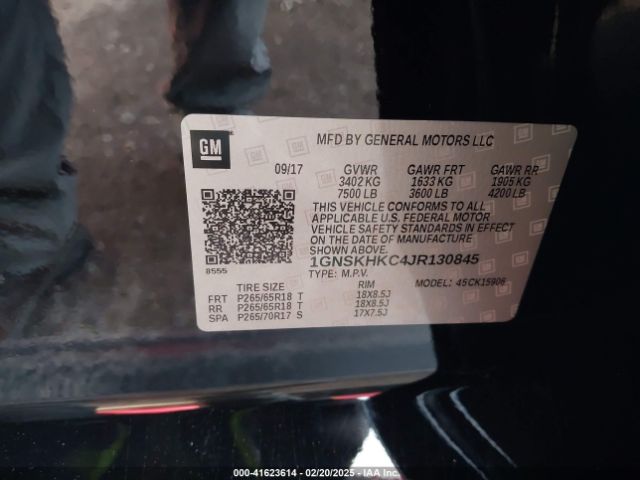 1GNSKHKC4JR130845 Chevrolet Suburban Lt