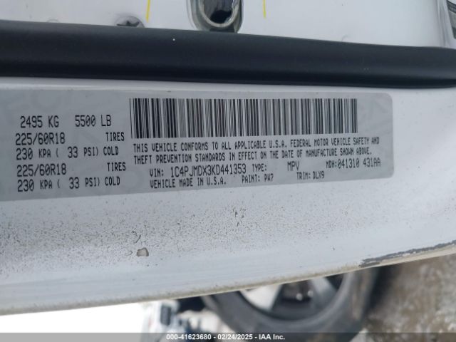 1C4PJMDX3KD441353 Jeep Cherokee Limited 4x4