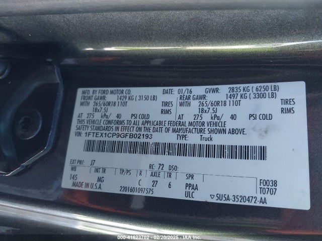 Ford F-150 Xlt 2016 1FTEX1CP9GFB02193 Image 9