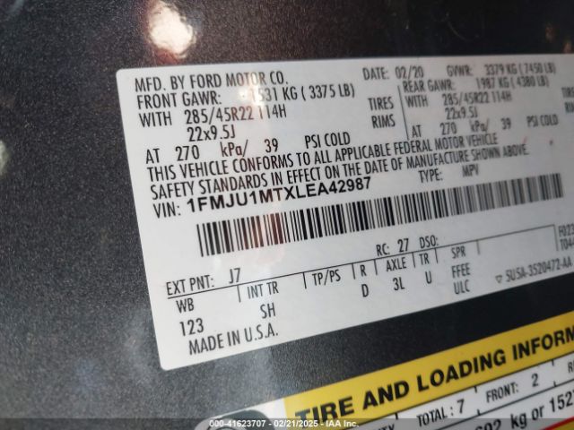 1FMJU1MTXLEA42987 Ford Expedition Platinum