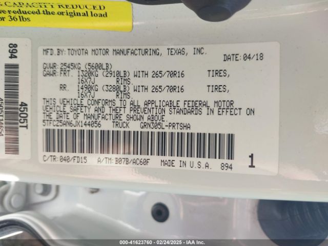 5TFCZ5AN6JX144056 Toyota Tacoma Trd Off Road