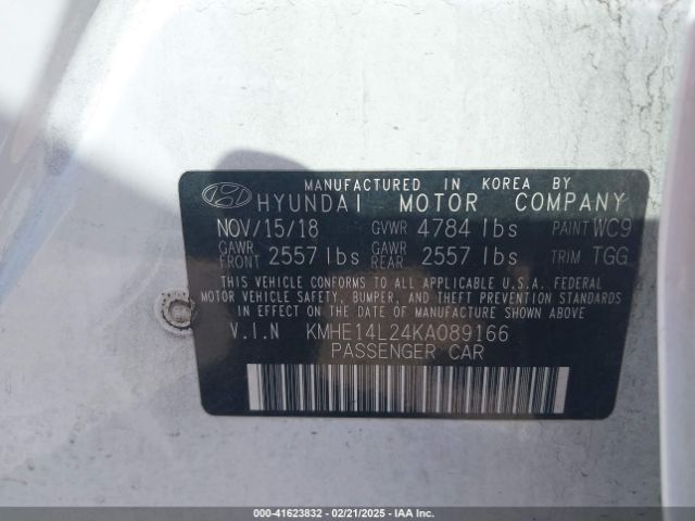 KMHE14L24KA089166 Hyundai SONATA PLUG-IN HYBRID