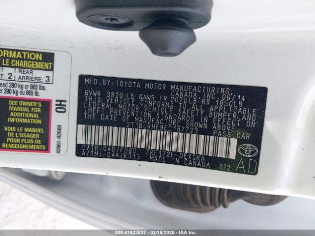 2T1BURHE9EC187723 Toyota Corolla S Plus