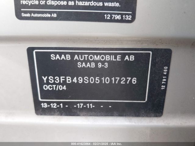 2005 SAAB 9-3 YS3FB49S051017276 Photo 8