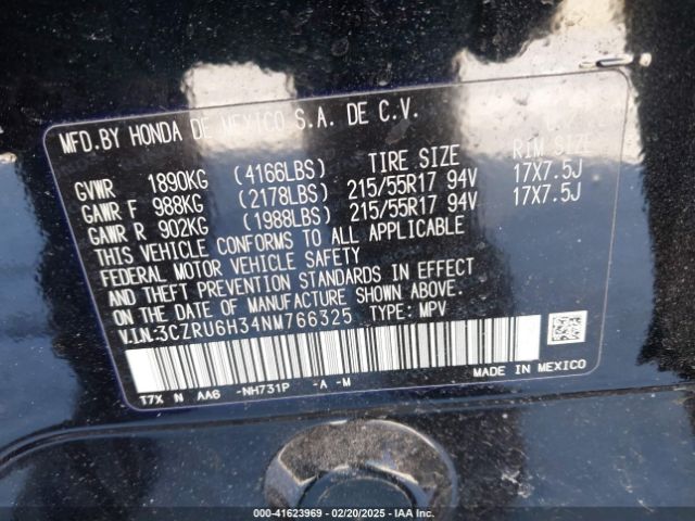 3CZRU6H34NM766325 Honda Hr-v Awd Lx