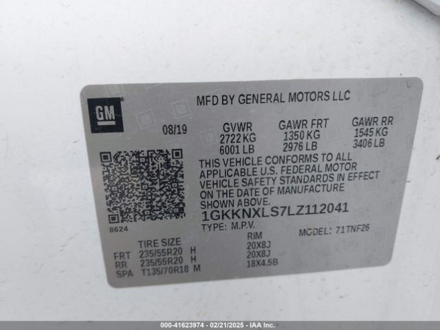 1GKKNXLS7LZ112041 GMC Acadia Awd Denali