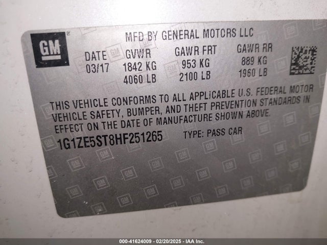 1G1ZE5ST8HF251265 Chevrolet MALIBU 1LT