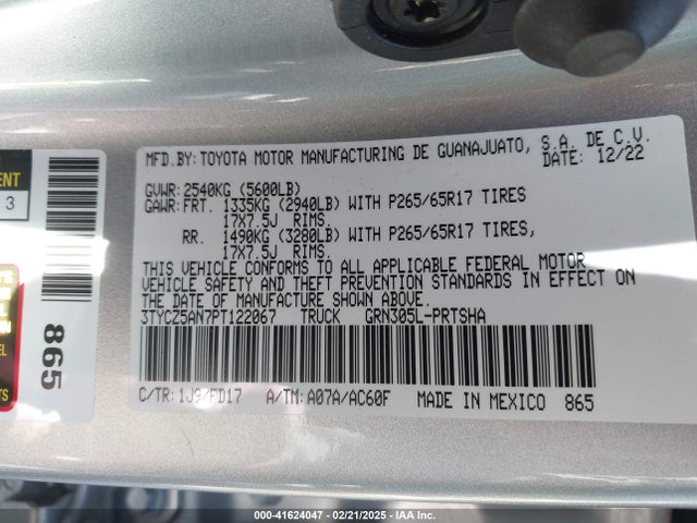3TYCZ5AN7PT122067 Toyota Tacoma Trd Sport