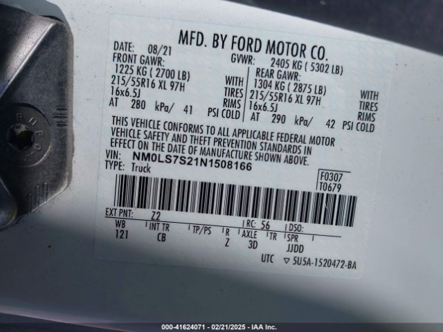 NM0LS7S21N1508166 Ford Transit Connect Xl Cargo Van
