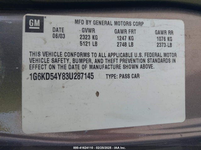 2003 CADILLAC DEVILLE 1G6KD54Y83U287145 Photo 8