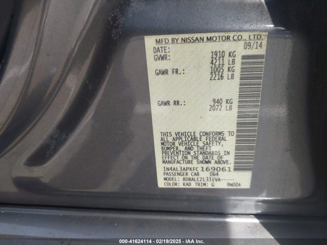 1N4AL3APXFC169061 Nissan Altima 2.5 S