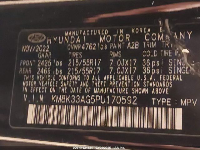 KM8K33AG5PU170592 Hyundai Kona Electric Sel