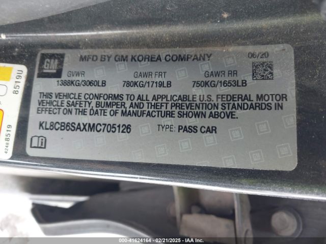 KL8CB6SAXMC705126 Chevrolet Spark Fwd Ls Automatic