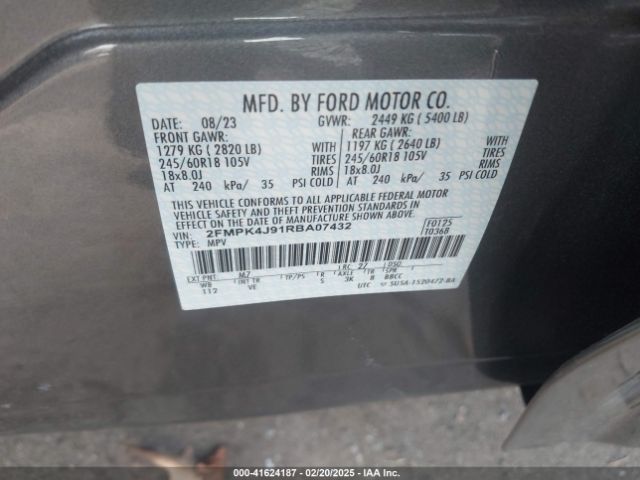 2FMPK4J91RBA07432 Ford EDGE SEL