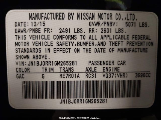 JN1BJ0RR1GM265281 Infiniti QX50