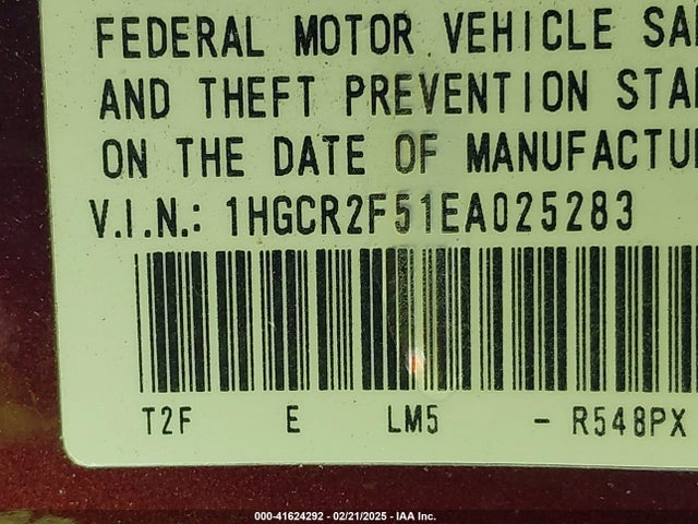 Honda k24w1 2014 1HGCR2F51EA025283 Image 9