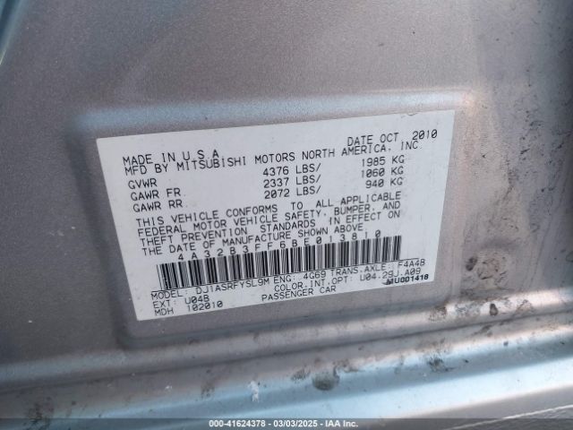 2011 MITSUBISHI GALANT 4A32B3FF6BE013810 Photo 8