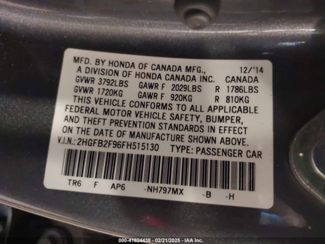 2HGFB2F96FH515130 Honda Civic Ex-l