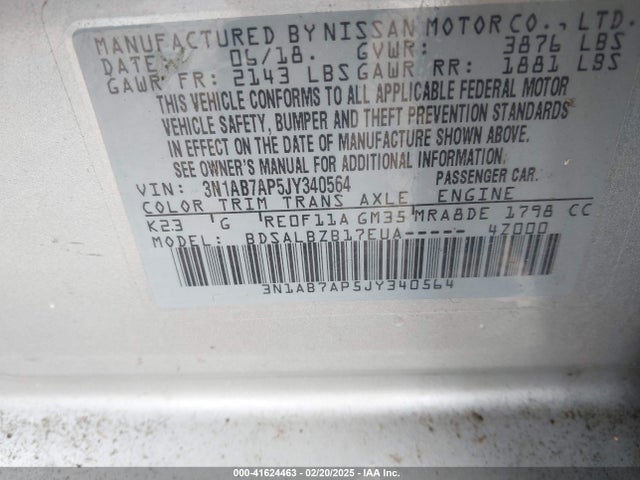 3N1AB7AP5JY340564 Nissan SENTRA S