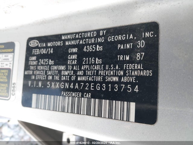5XXGN4A72EG313754 KIA OPTIMA EX