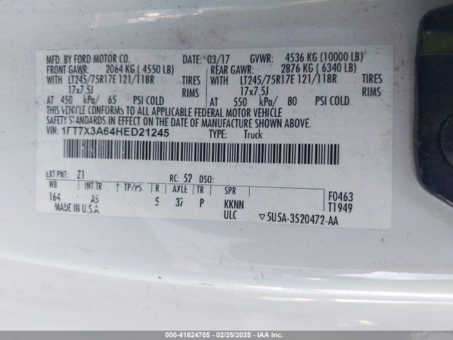 Ford F-350 Xl 2017 1FT7X3A64HED21245 Image 9