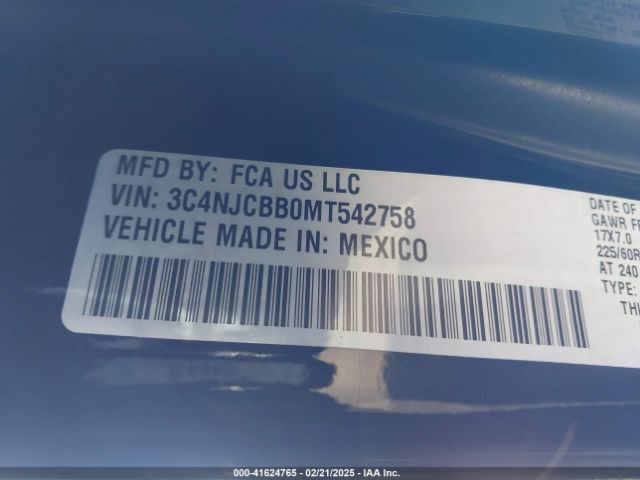 3C4NJCBB0MT542758 Jeep Compass Latitude Fwd
