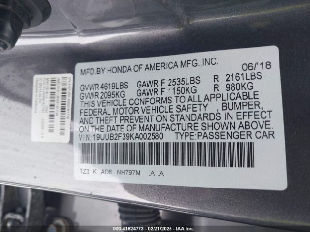 2019 ACURA TLX 19UUB2F39KA002580 Photo 8