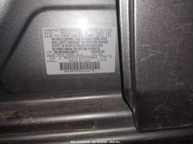 3N1AB7AP0HL636776 Nissan Sentra S/sl/sr/sv