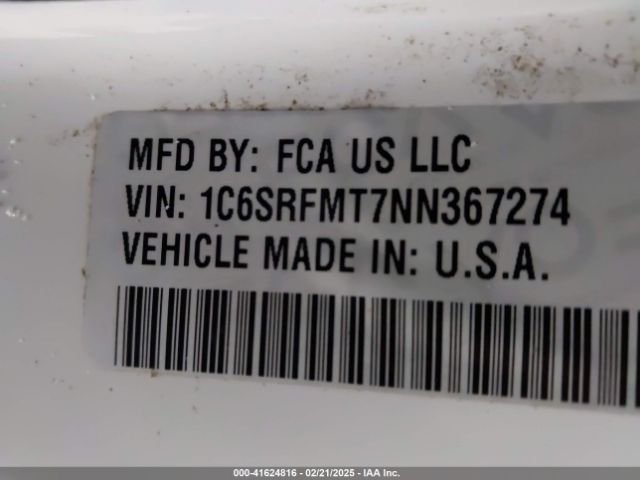1C6SRFMT7NN367274 RAM 1500 Big Horn  4x4 6'4 Box