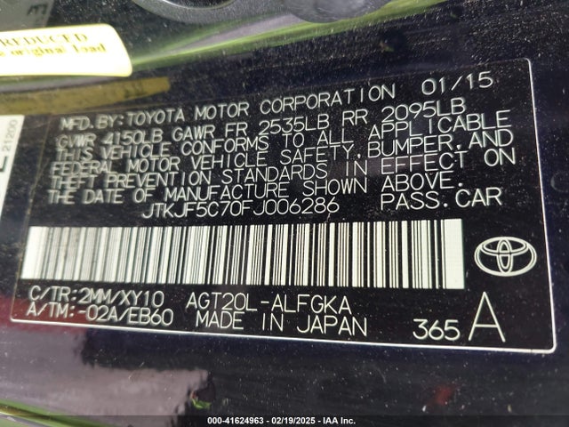 JTKJF5C70FJ006286 Scion 2ar-fe