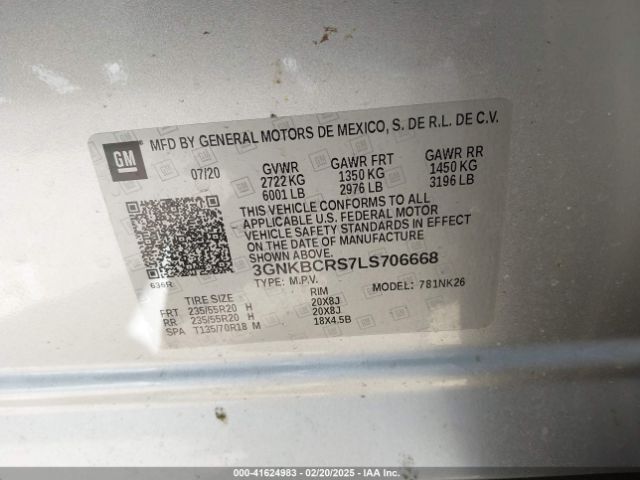 3GNKBCRS7LS706668 Chevrolet Blazer Fwd 2lt