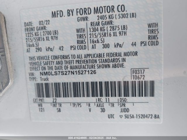 NM0LS7S27N1527126 Ford Transit Connect Xl Cargo Van