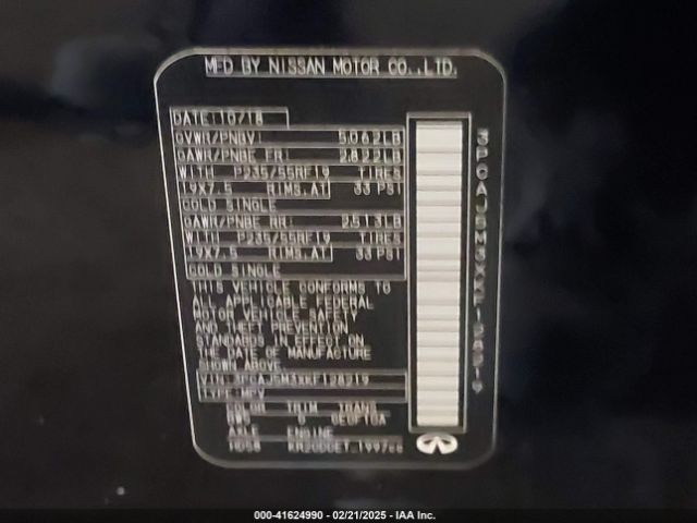 3PCAJ5M3XKF128219 Infiniti Qx50 Luxe