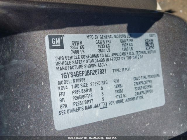 2011 CADILLAC ESCALADE ESV 1GYS4GEF0BR267831 Photo 8