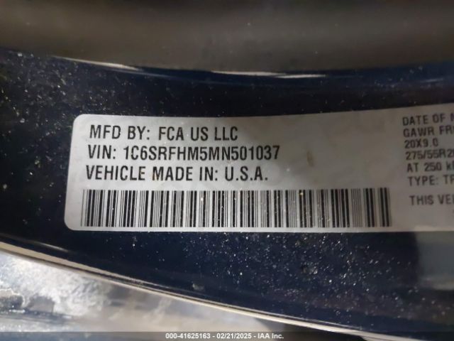 1C6SRFHM5MN501037 RAM 1500 Limited  4x4 5'7 Box