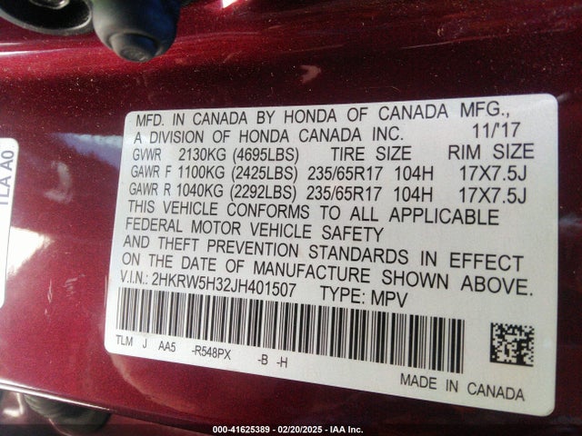 2HKRW5H32JH401507 Honda CR-V LX