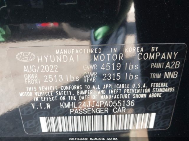 KMHL24JJ4PA055136 Hyundai Sonata Hybrid Blue