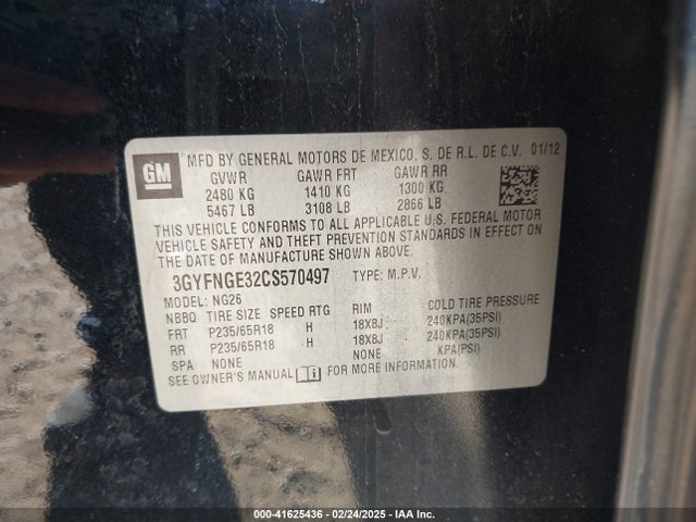 2012 CADILLAC SRX 3GYFNGE32CS570497 Photo 8